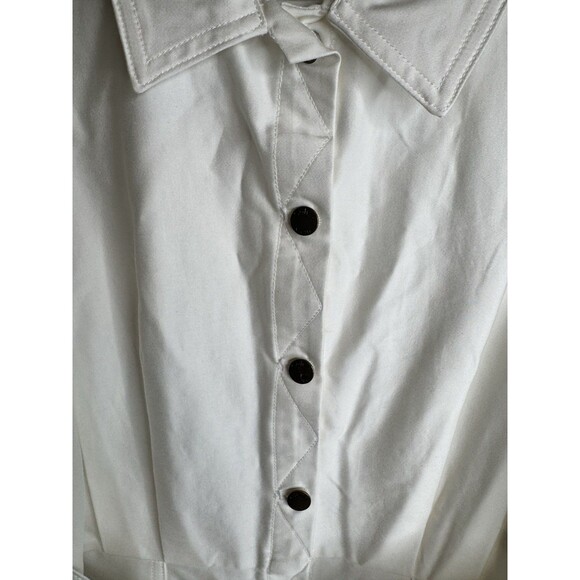 Calvin Klein Women’s White Sleeveless Shirt Dress Sz 8 Belted Button Front Hem - Picture 7 of 14
